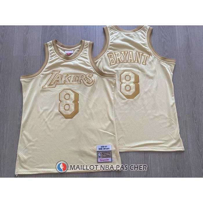 Maillot Los Angeles Lakers Kobe Bryant NO 8 Mitchell & Ness 1996-97 Or